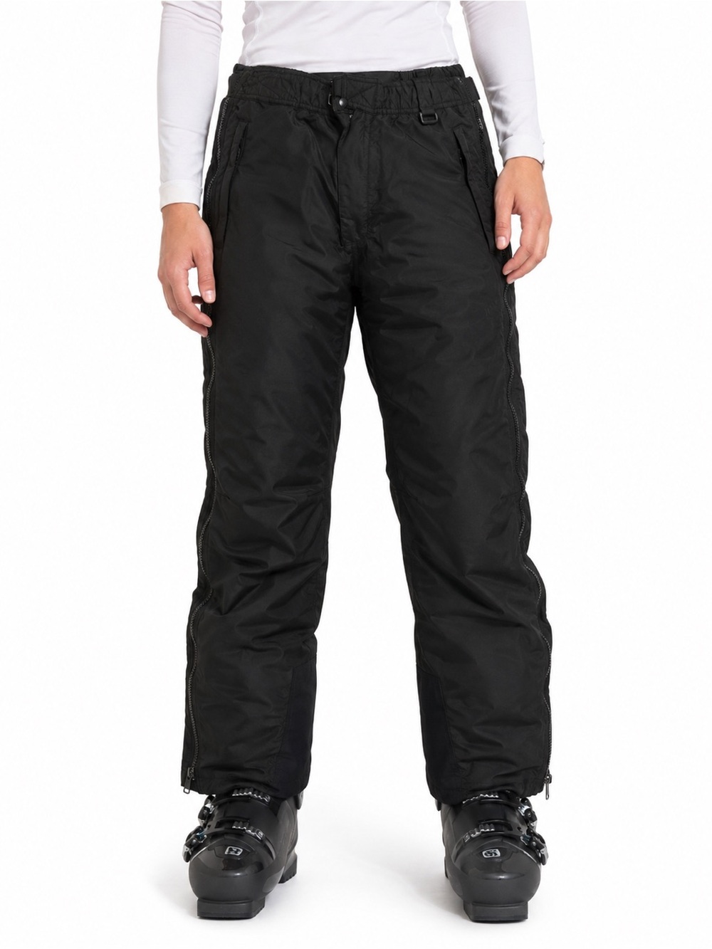Sportina Black Side Zip Snow Ski Pants Waterproof Winter Outdoor Men’s Large